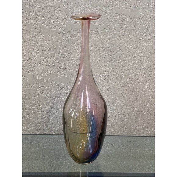 Kosta Boda Kjell Engman 11 1/2" Fidji Rainbow Art Glass Bottle Vase 48838 - Picture 5 of 16